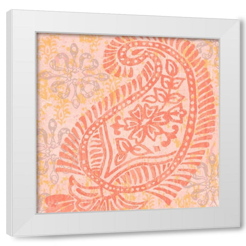 Block Print Paisley I White Modern Wood Framed Art Print by Mark, Leslie