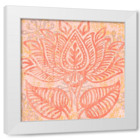 Block Print Paisley II White Modern Wood Framed Art Print by Mark, Leslie