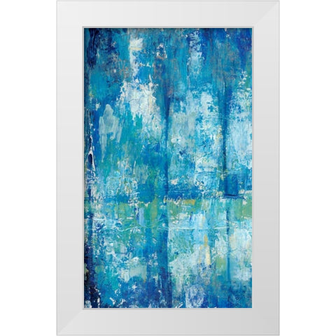 Blue Reflection Triptych III White Modern Wood Framed Art Print by OToole, Tim