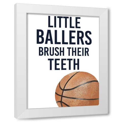 Little Ballers I White Modern Wood Framed Art Print by Studio W