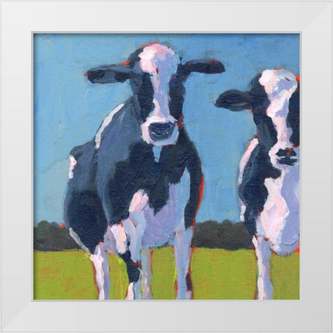 Cow Pals I White Modern Wood Framed Art Print by Young, Carol