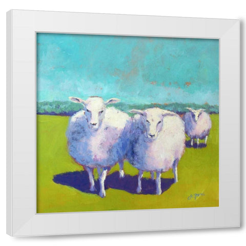 Sheep Pals I White Modern Wood Framed Art Print by Young, Carol