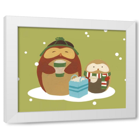 Happy Owlidays VIII White Modern Wood Framed Art Print by Vess, June Erica