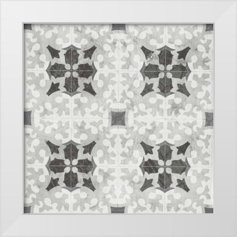 Boho Luxe Tile V White Modern Wood Framed Art Print by Vess, June Erica