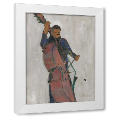 The Man Behind the Bass White Modern Wood Framed Art Print by Dixon, Samuel