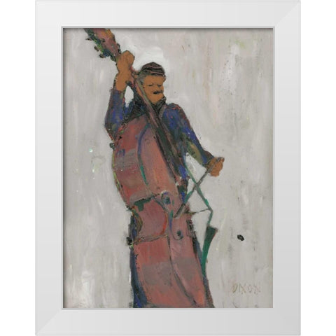 The Man Behind the Bass White Modern Wood Framed Art Print by Dixon, Samuel
