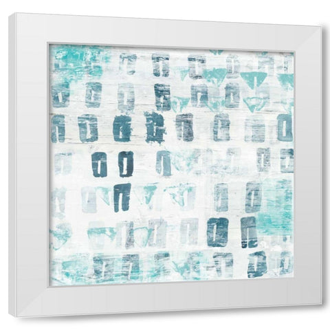 Blue Static III White Modern Wood Framed Art Print by Vess, June Erica