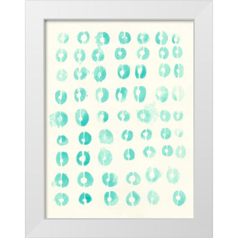 Blue Batik Motif I White Modern Wood Framed Art Print by Vess, June Erica
