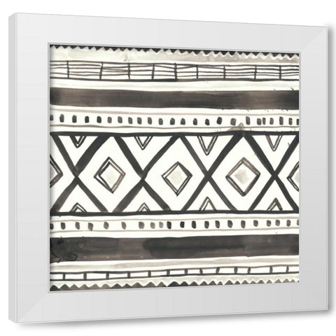 Tribal Echo III White Modern Wood Framed Art Print by Vess, June Erica