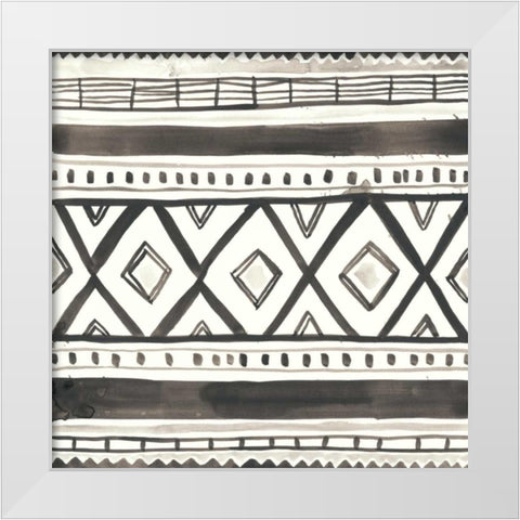 Tribal Echo III White Modern Wood Framed Art Print by Vess, June Erica