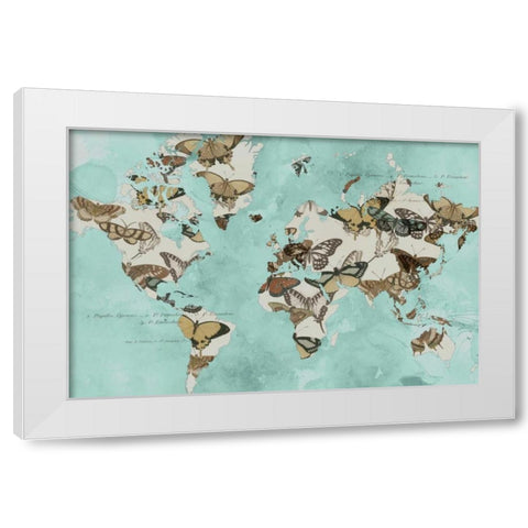 Migration of Butterflies White Modern Wood Framed Art Print by Goldberger, Jennifer