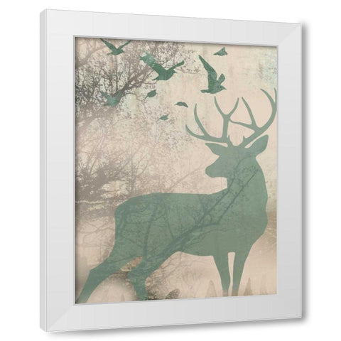 Deer Solace I White Modern Wood Framed Art Print by Goldberger, Jennifer