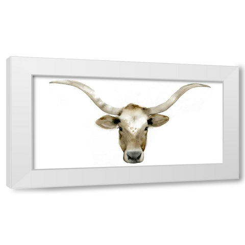 Longhorn Steer II White Modern Wood Framed Art Print by Popp, Grace