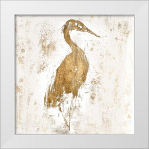 Gilded Heron I White Modern Wood Framed Art Print by Goldberger, Jennifer