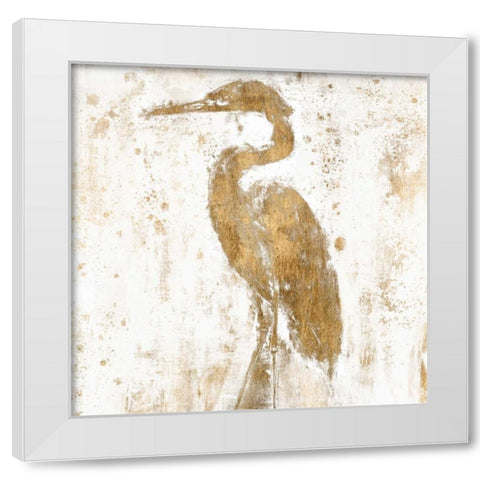 Gilded Heron II White Modern Wood Framed Art Print by Goldberger, Jennifer