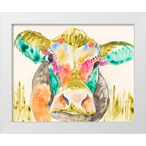 Hifi Cow I White Modern Wood Framed Art Print by Goldberger, Jennifer