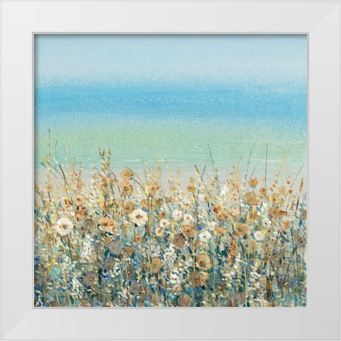 Shoreline Flowers II White Modern Wood Framed Art Print by OToole, Tim