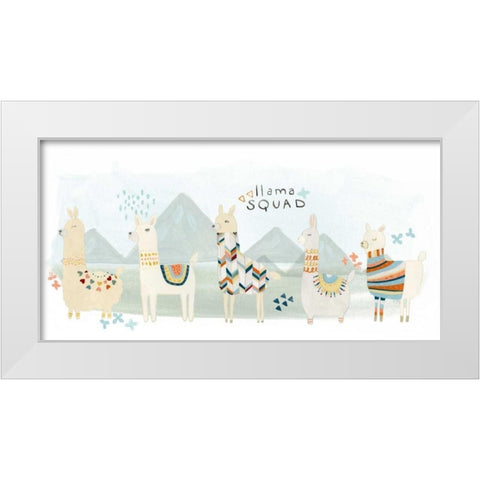 Llama Squad III White Modern Wood Framed Art Print by Vess, June Erica