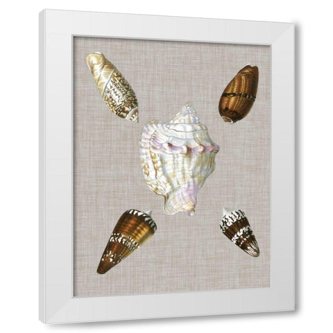 Shells on Linen II White Modern Wood Framed Art Print by Vision Studio