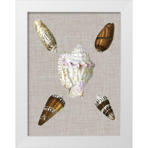 Shells on Linen II White Modern Wood Framed Art Print by Vision Studio