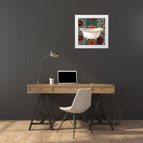 Spice Bathroom II White Modern Wood Framed Art Print by Vision Studio