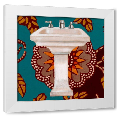 Spice Bathroom III White Modern Wood Framed Art Print by Vision Studio