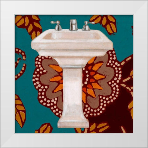 Spice Bathroom III White Modern Wood Framed Art Print by Vision Studio
