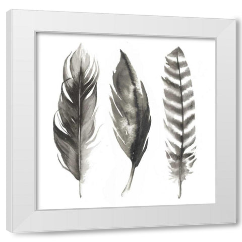 Watercolor Feathers I White Modern Wood Framed Art Print by Popp, Grace