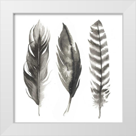 Watercolor Feathers I White Modern Wood Framed Art Print by Popp, Grace
