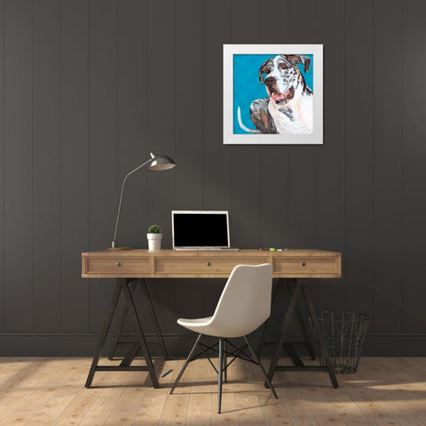 Dlynns Dogs - Apollo White Modern Wood Framed Art Print by Roll, Dylnn