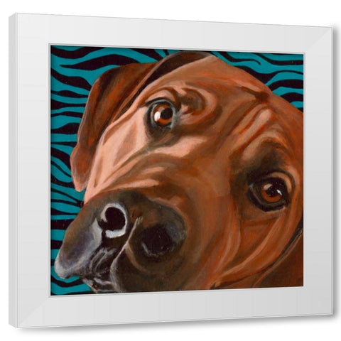Dlynns Dogs - Bunsen White Modern Wood Framed Art Print by Roll, Dylnn