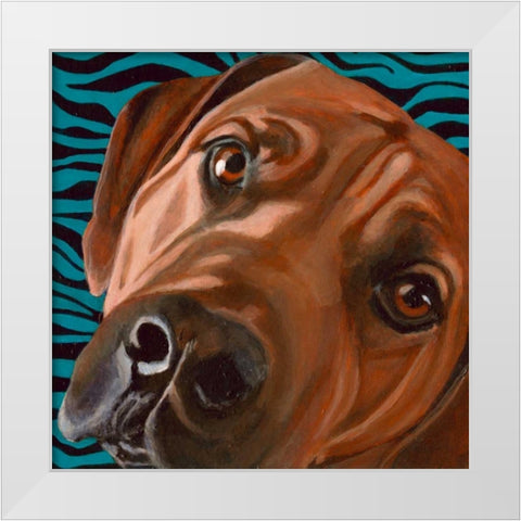 Dlynns Dogs - Bunsen White Modern Wood Framed Art Print by Roll, Dylnn