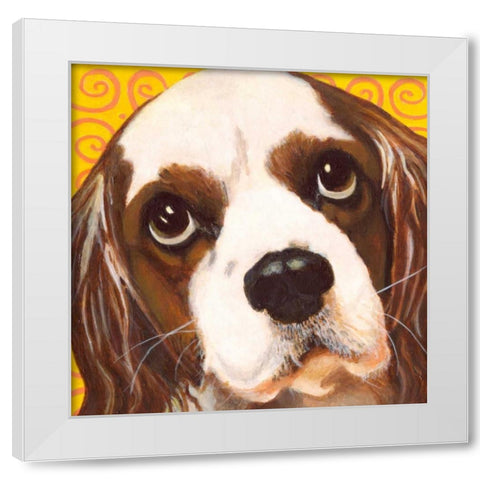 Dlynns Dogs - Charlie White Modern Wood Framed Art Print by Roll, Dylnn