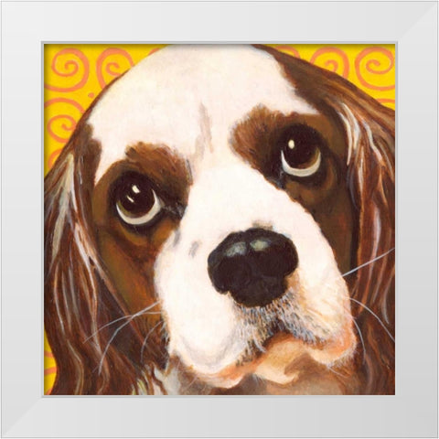 Dlynns Dogs - Charlie White Modern Wood Framed Art Print by Roll, Dylnn