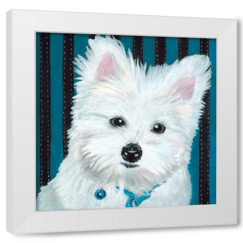 Dlynns Dogs - Paris White Modern Wood Framed Art Print by Roll, Dylnn