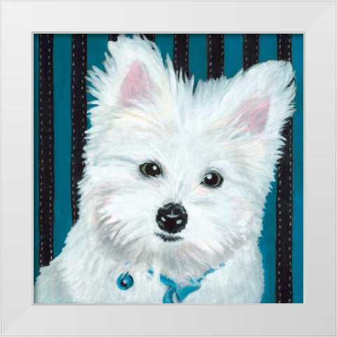 Dlynns Dogs - Paris White Modern Wood Framed Art Print by Roll, Dylnn