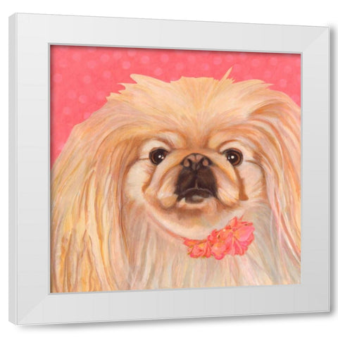 Dlynns Dogs - Pinky White Modern Wood Framed Art Print by Roll, Dylnn