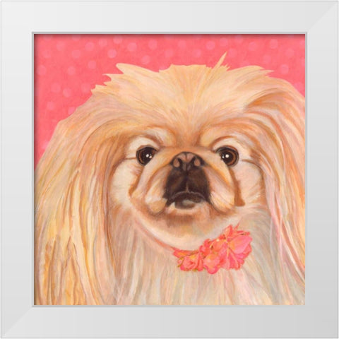 Dlynns Dogs - Pinky White Modern Wood Framed Art Print by Roll, Dylnn