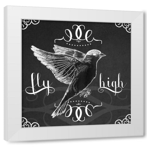 Chalkboard Bird I White Modern Wood Framed Art Print by Vess, June Erica