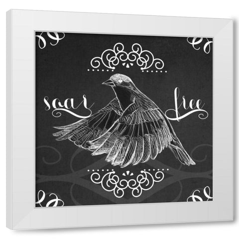 Chalkboard Bird II White Modern Wood Framed Art Print by Vess, June Erica