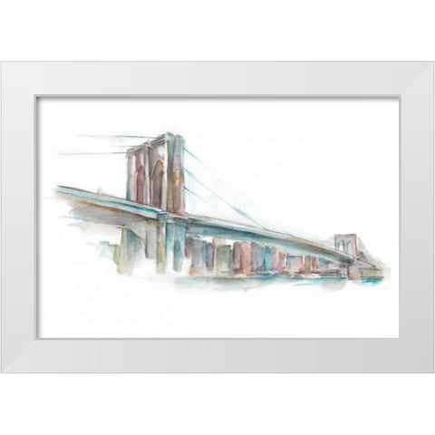 Watercolor Bridge Sketch II White Modern Wood Framed Art Print by Harper, Ethan
