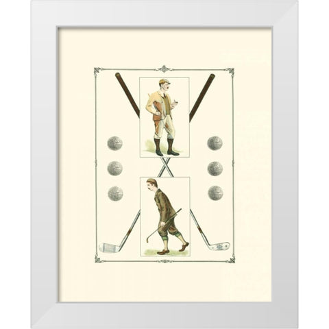 Golfers- H. Hutchinson and John Ball White Modern Wood Framed Art Print by Spy