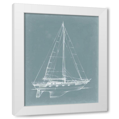 Yacht Sketches II White Modern Wood Framed Art Print by Harper, Ethan