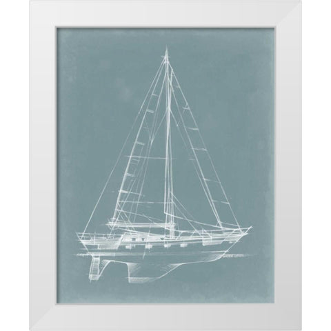 Yacht Sketches II White Modern Wood Framed Art Print by Harper, Ethan