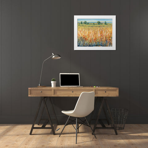 Gold and Red Field II White Modern Wood Framed Art Print by OToole, Tim
