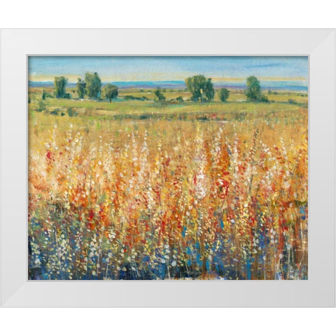 Gold and Red Field II White Modern Wood Framed Art Print by OToole, Tim