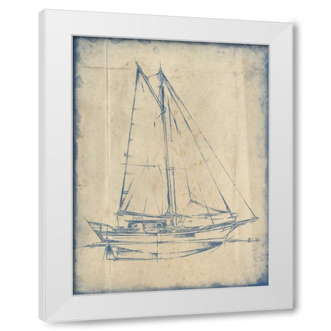 Yacht Blueprint III White Modern Wood Framed Art Print by Harper, Ethan