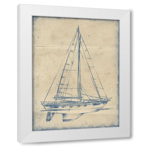 Yacht Blueprint IV White Modern Wood Framed Art Print by Harper, Ethan