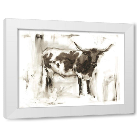 Longhorn Study I White Modern Wood Framed Art Print by Harper, Ethan
