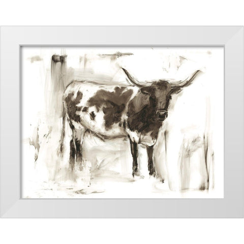 Longhorn Study I White Modern Wood Framed Art Print by Harper, Ethan